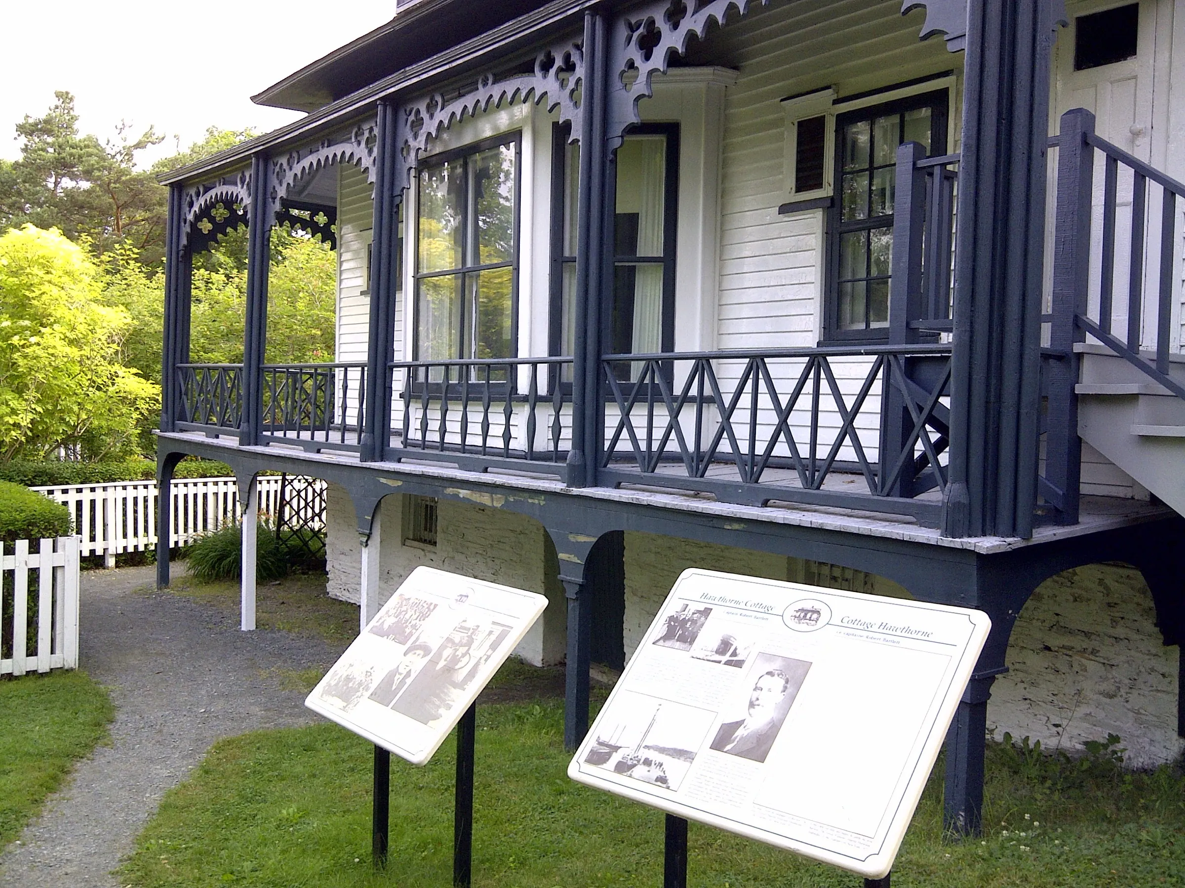 Hawthorne Cottage at Brigus, the white nineteenth-century house with its verandah, a National Historic Site in the village.