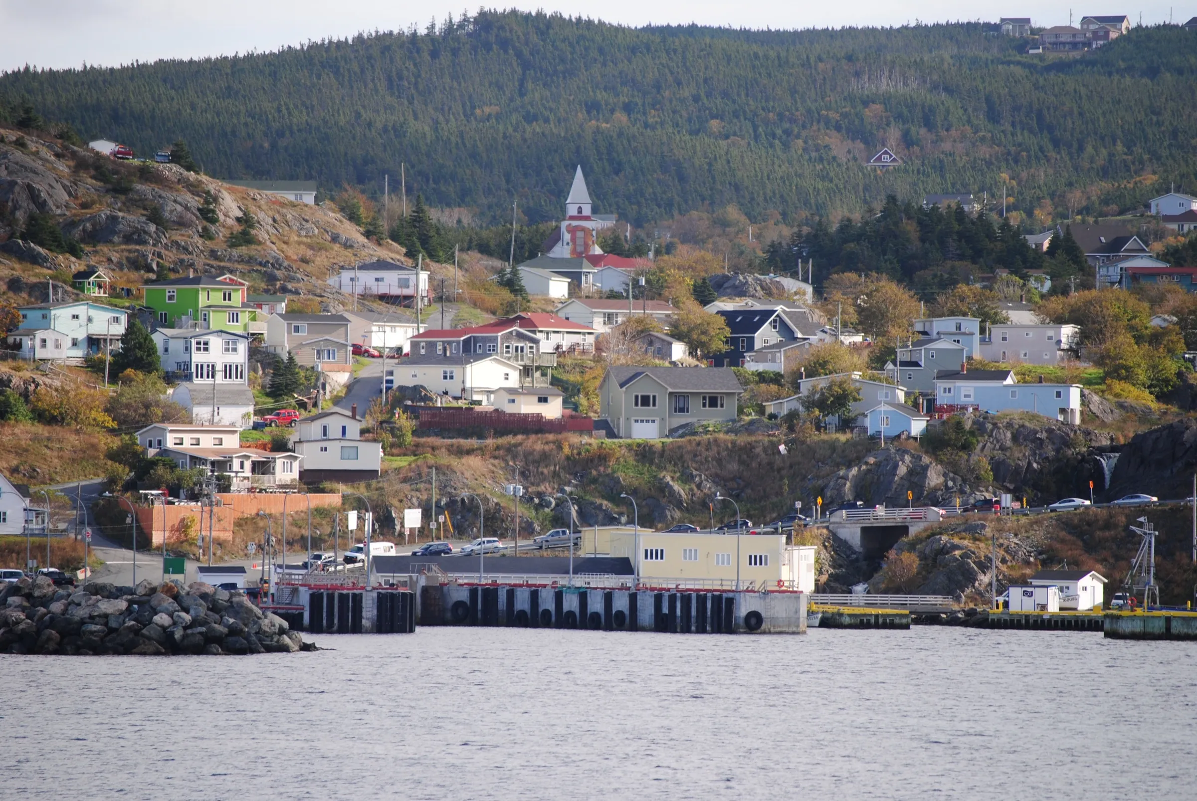 The Portugal Cove ferry terminal and the slipway across the tickle to Bell Island.